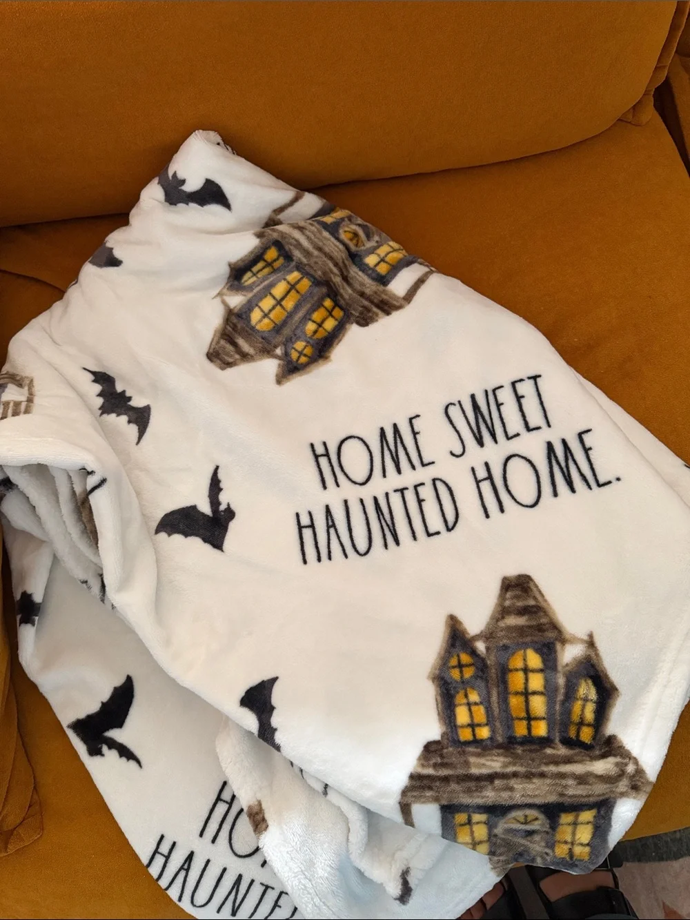 Rae Dunn Plush Throw Blanket -  “Home Sweet Haunted Home”